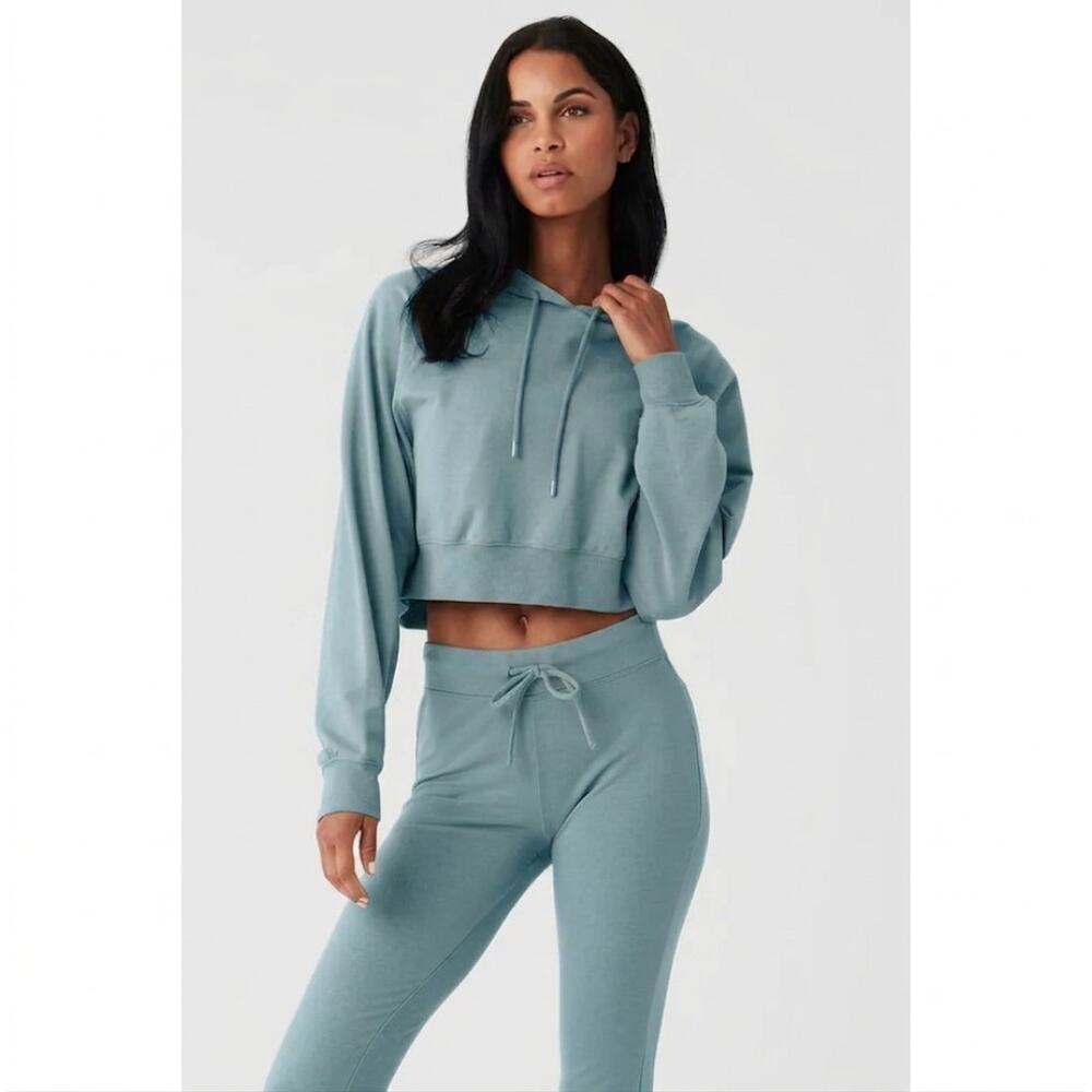 Alo Yoga Cropped Double Take Hoodie Pullover Active Sports Athleisure Size M